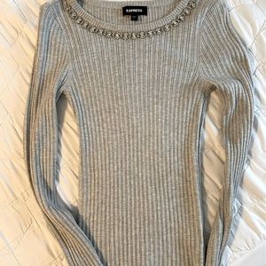 Express embellished gray sweater